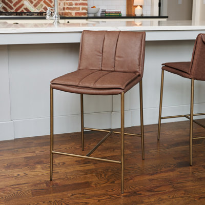 Maven Lane Gerard Stool with Faux Leather Upholstery