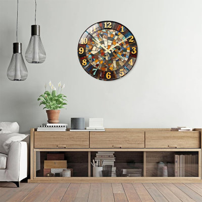 Mosaic Art Decorative Wall Clock for Home And Office Art - 24‘’ Modern Glass Wall Clock
