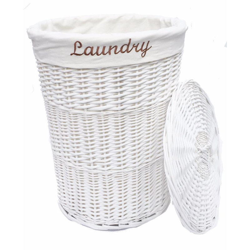 Laundry Hamper, White, Small (42.5cm x 30cm x 30cm)