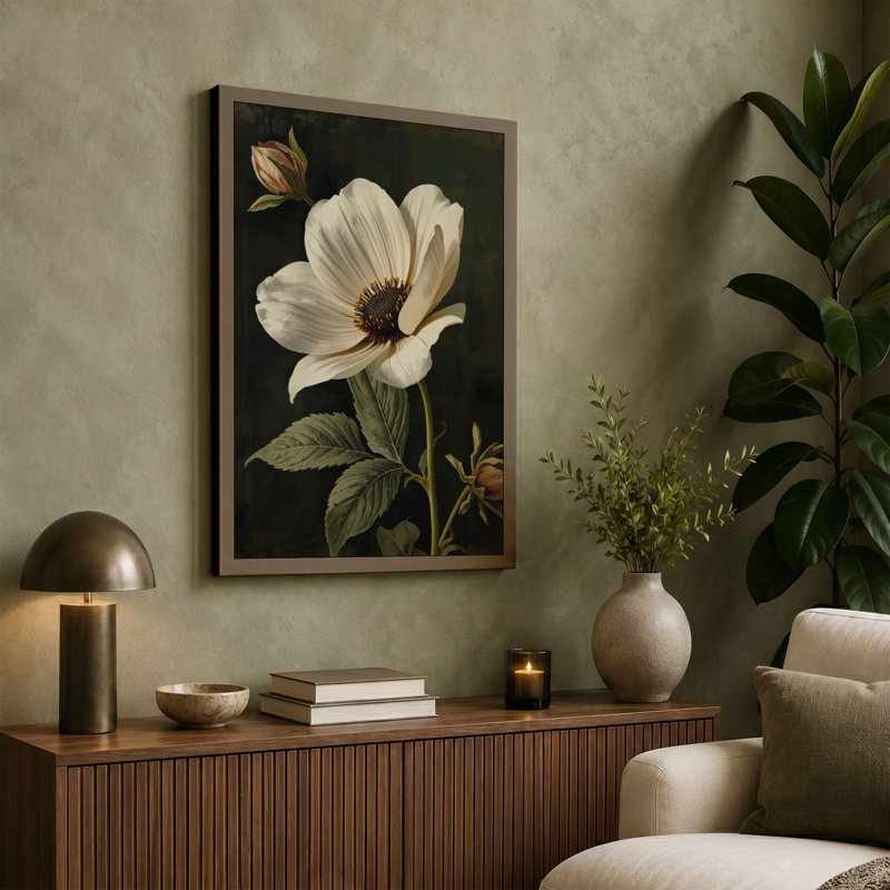 White Bloom Study Botanical - Wrapped Canvas, 18x12 - 45.7 x 30.5 cm, White Border
