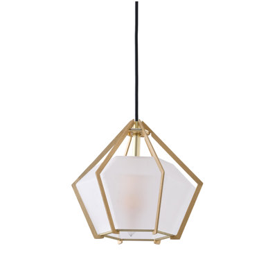 1-Light Gold Aluminum Single Pendant With a Frosted Glass Shade