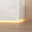 Table de chevet blanche, H 20 po - Finition ultrabrillante, Base de lumière DEL intégrée