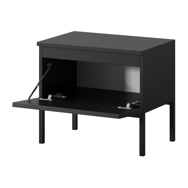 Moaad 49cm W Steel Bedside Table, Black/Gold