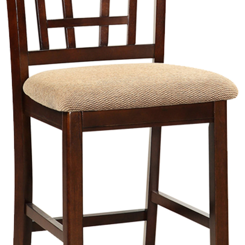 2 pièces à hauteur de comptoir, coussin de dossier rembourré brun, chaises de salle à manger en bois massif, structure, design élégant, coussiné