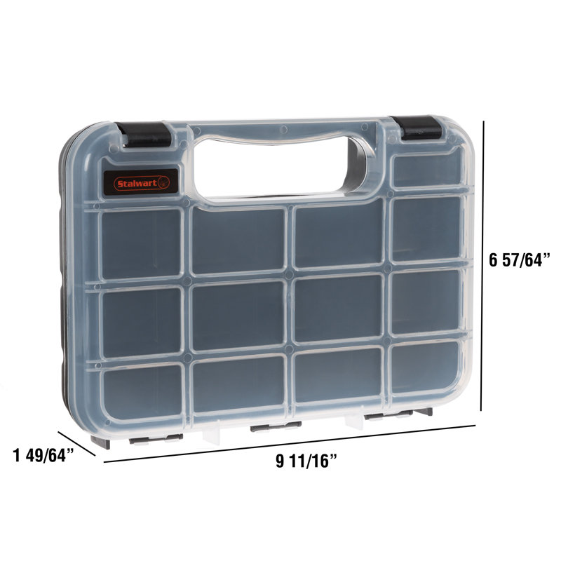 Portable Storage Case with Secure Locks & 14 Small Compartments for Hardware Screws Bolts
