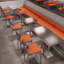 Banc rembourré en similicuir de style industriel