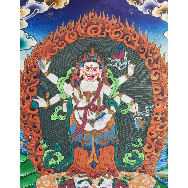 Blanc Mahakala Thangka (Thangka sans brocart)