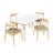 Drumawillin Mid-Century Modern 5-Piece Rubberwood Dining Table Set With Faux Leather Upholstered Chairs