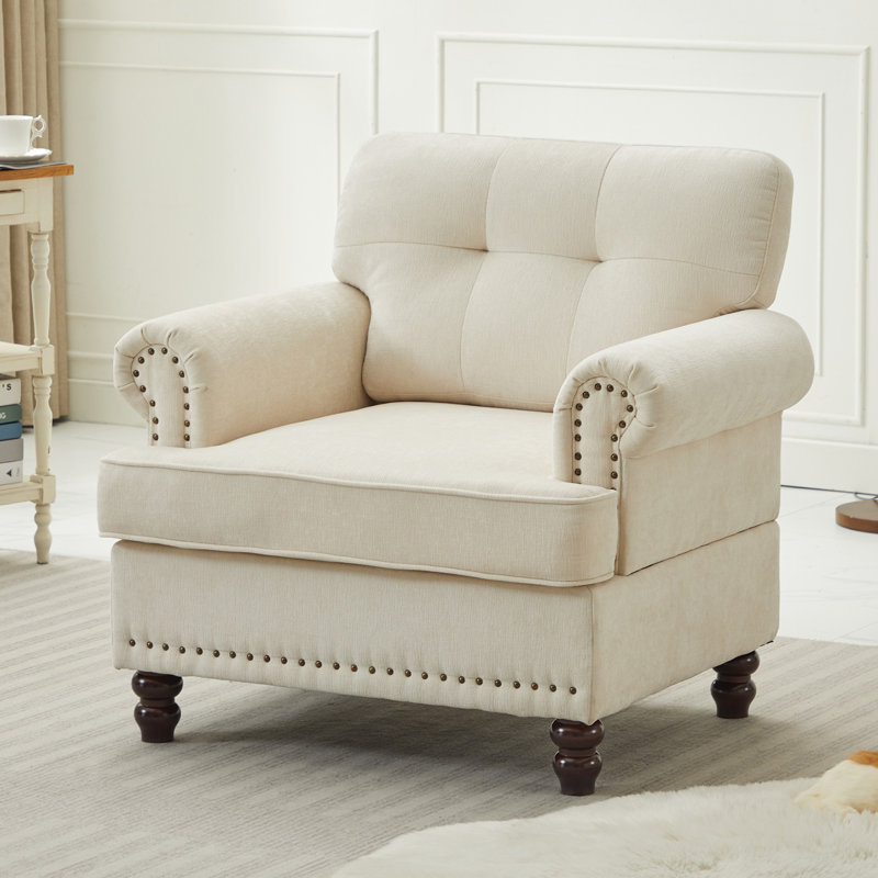 Fauteuil d'appoint 33 po, Chenille beige