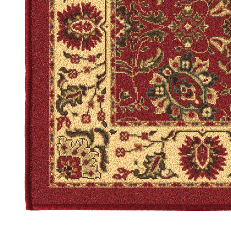 Homeline Non-Slip Rubberback Oriental Indoor Runner Rug, Dark Red, Runner 2'7" x 15'