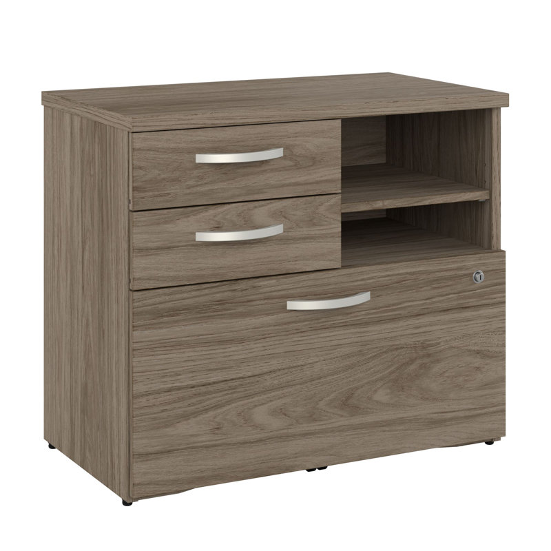 Armoire de rangement avec tiroirs et tablettes Bush C, Hickory moderne