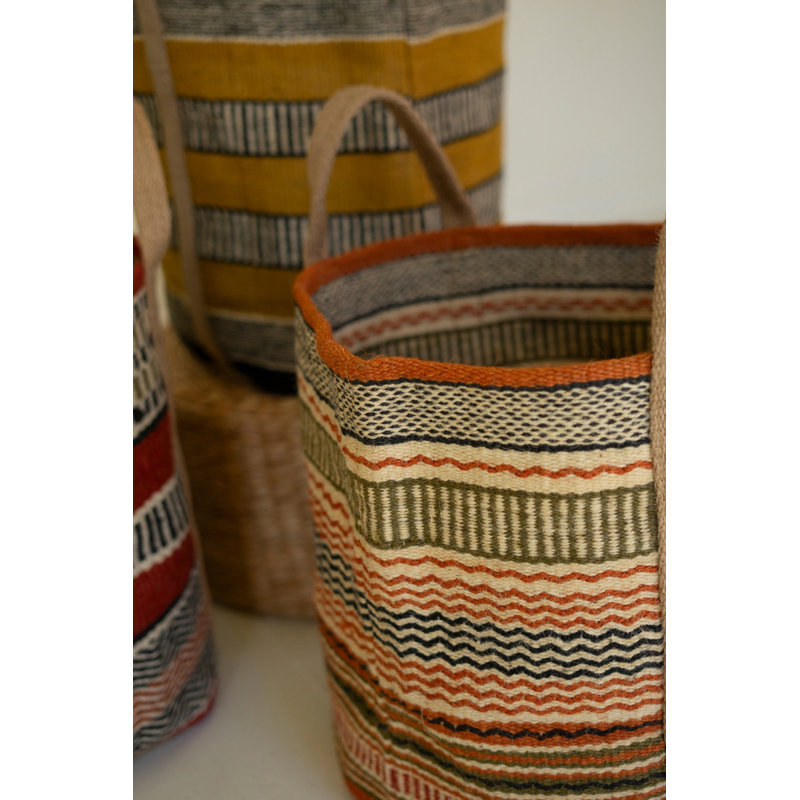 Kalalou Multi-Colored Woven Jute Storage Baskets – Set of 3
