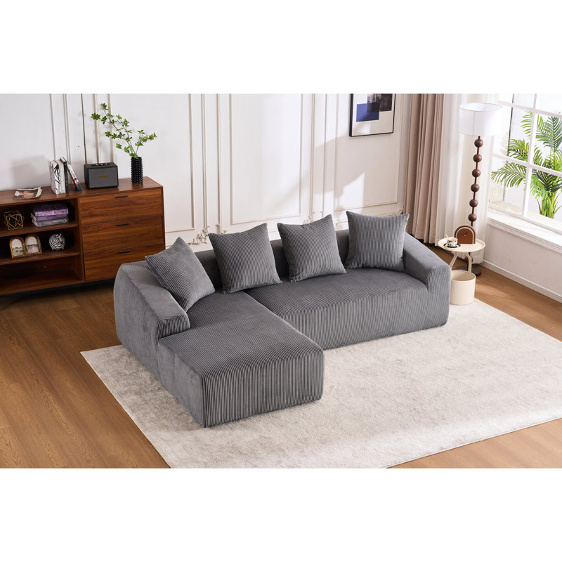 Memory Foam Filled 3 , Corduroy For A Restful Experience - Grey Couch, Comfort