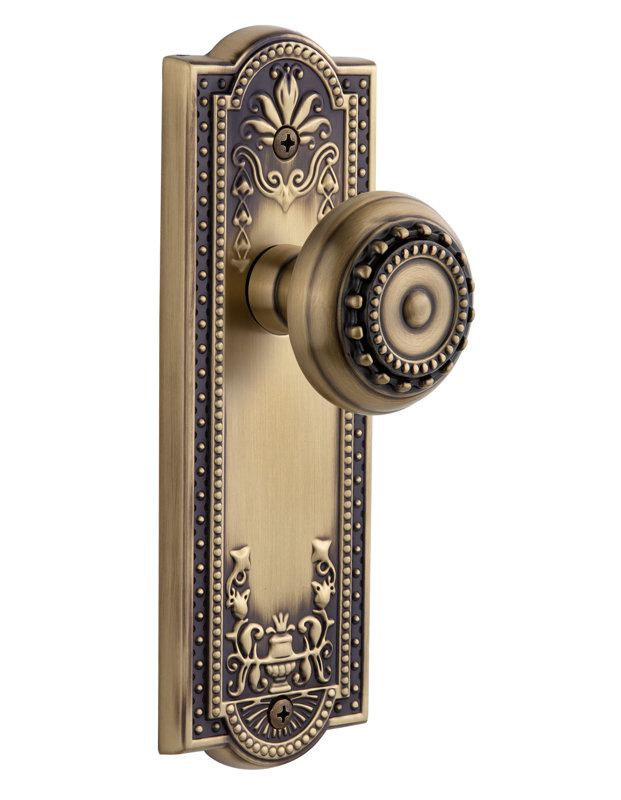 Grandeur Parthenon Plate Single Dummy with Parthenon Door Knob, Vintage Brass