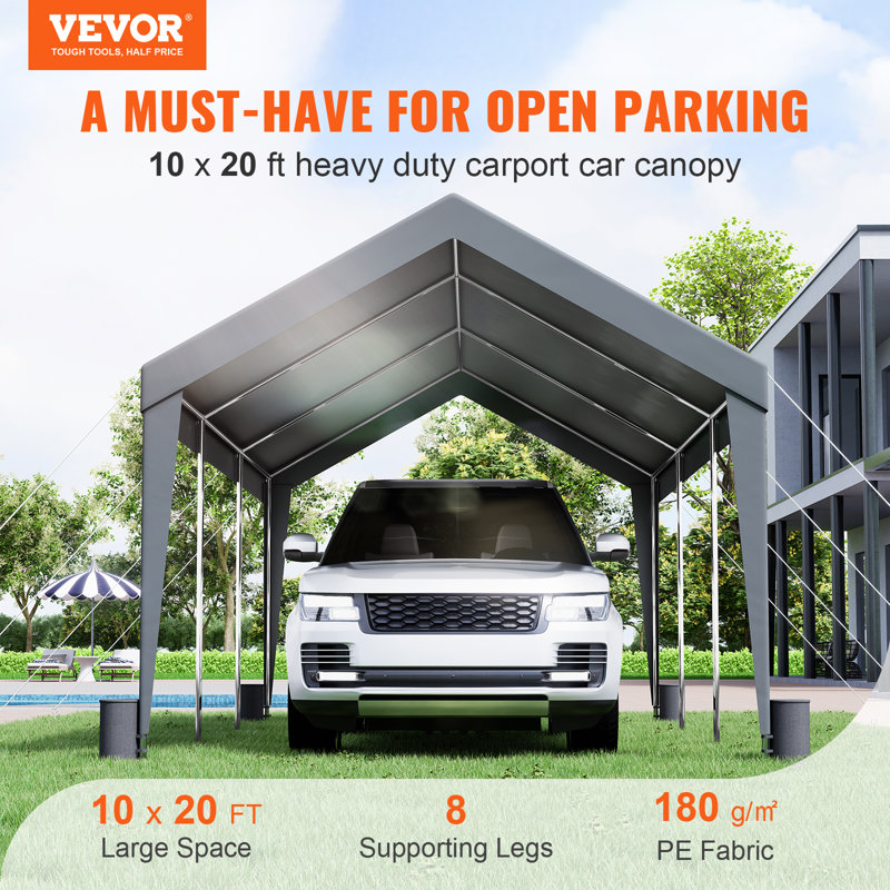 Dark Gray 10' x 20' Portable Heavy Duty Carport Canopy