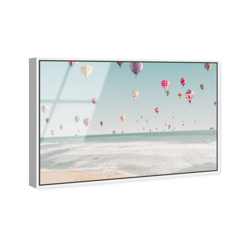 Oliver Gal Beachside Balloons Nautical - Framed Acrylic Glass Wall Art, 25" H x 37" W, White