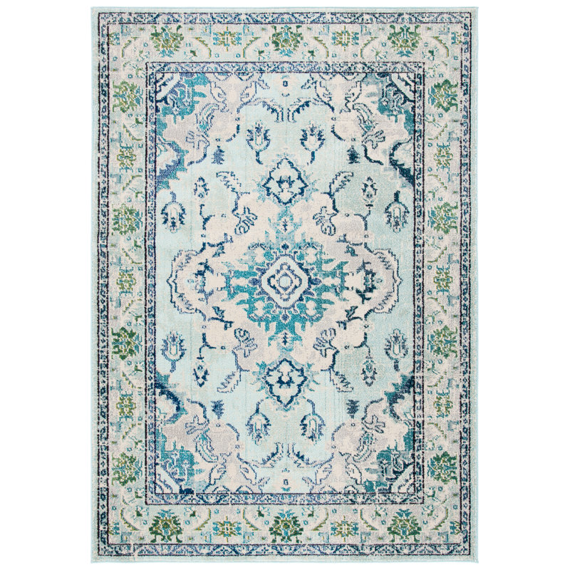 Almyra Oriental Area Rug, Runner 2'2" x 16', Light Blue/Fuchsia