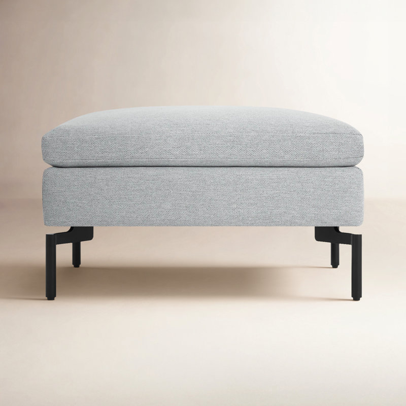 New Standard Upholstered Ottoman, Nixon Blue Acrylic, Black