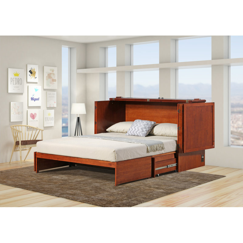 Mccutchen Solid Wood Murphy Storage Bed, Cherry
