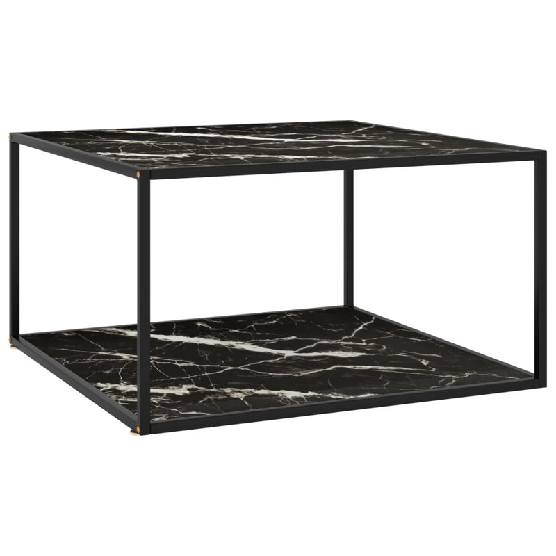 Table basse à cadre simple avec rangement, H 19,7 po x L 35,4 po x l 35,4 po, Noir / blanc