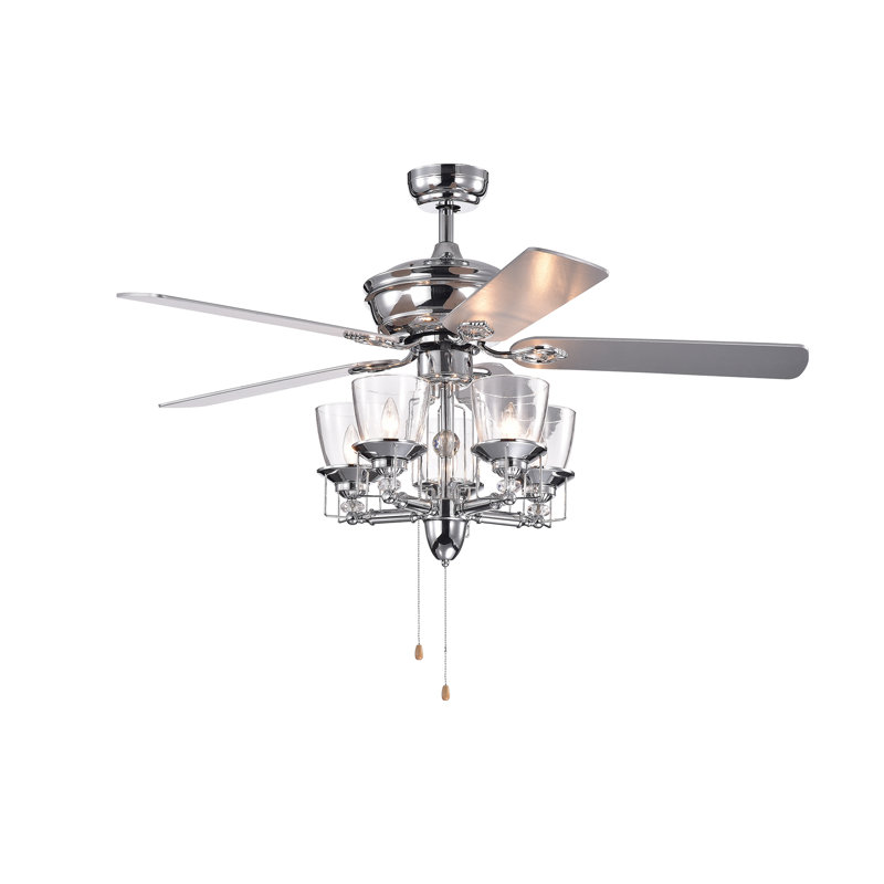 Ventilateur de plafond 5 pales 52 po avec télécommande et ensemble d'éclairage inclus Hennings