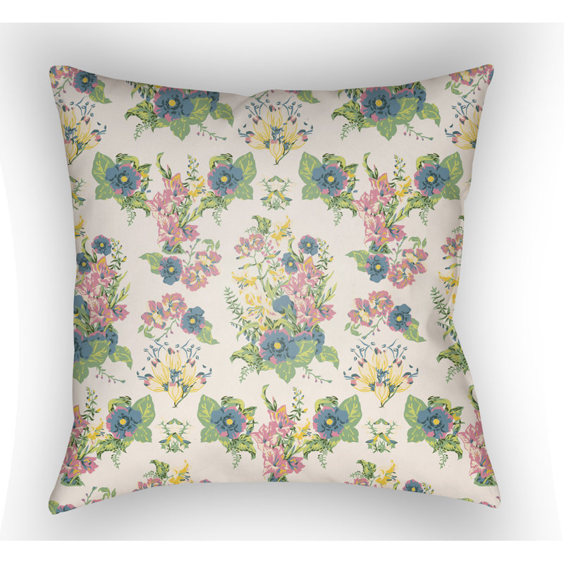 Lolita Lola Floral Outdoor Throw Pillow, White, 18" H x 18" W x 3" D