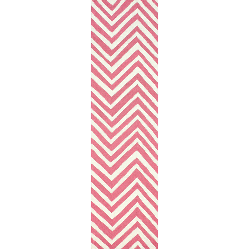 Tapis Chevron Rose à La Main Oneil, Coureur 2'6" x 10'