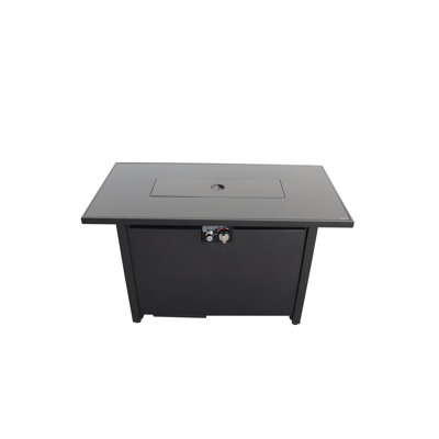 25" H X 42" W Steel Outdoor Fire Pit Table With Lid