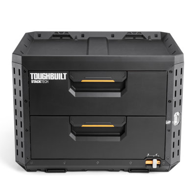 ToughBuilt StackTech 2-Drawer Locking Box, Plastic Storage Tool & Gear Organizer
