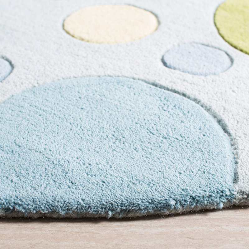 Candelo Hand Tufted Wool Polka Dots Rug, Round 8'