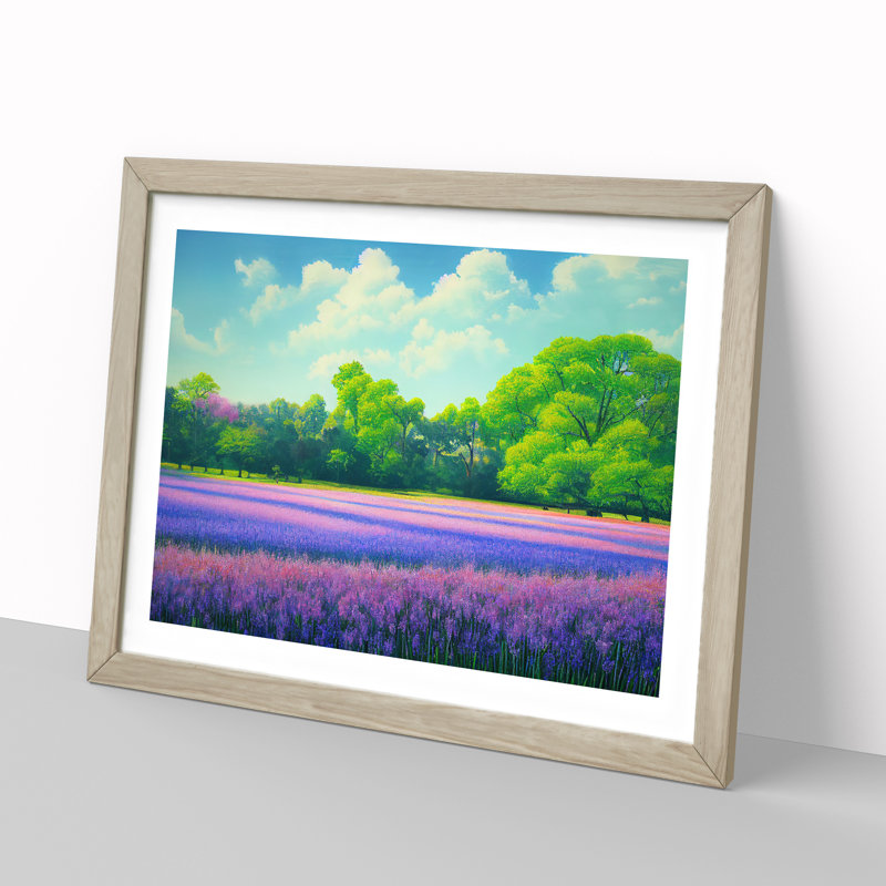 Innovative Bluebell Field - Single Picture Frame Painting, 46cm H x 64cm W x 2cm D, Oak
