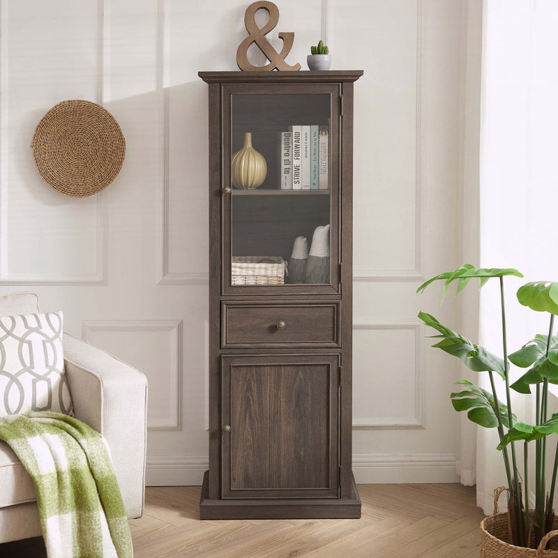 Grande armoire de rangement en verre avec tiroir