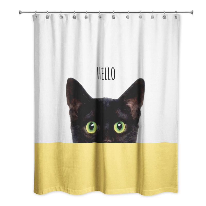 Cats Collection Shower Curtain, White/Yellow