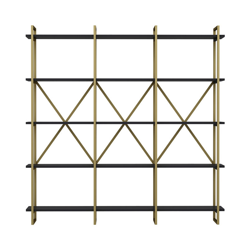 Baugus 180cm H x 180cm W Standard Bookcase, Gold/Anthracite