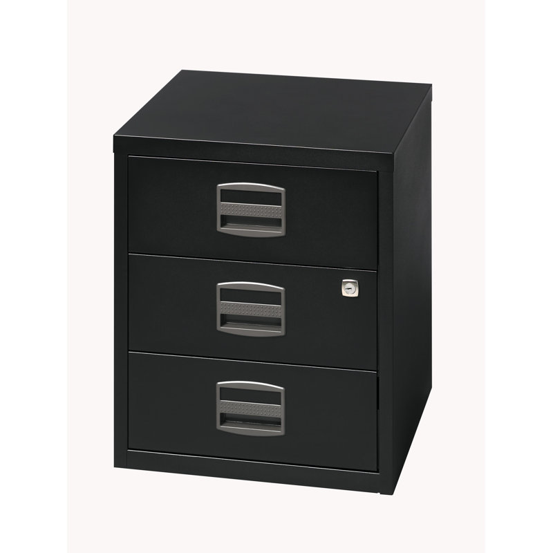 41.3cm Wide 3 -Drawer Solid Wood File Cabinet, Black