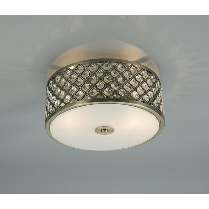 Glass Flush Mount, Antique Brass