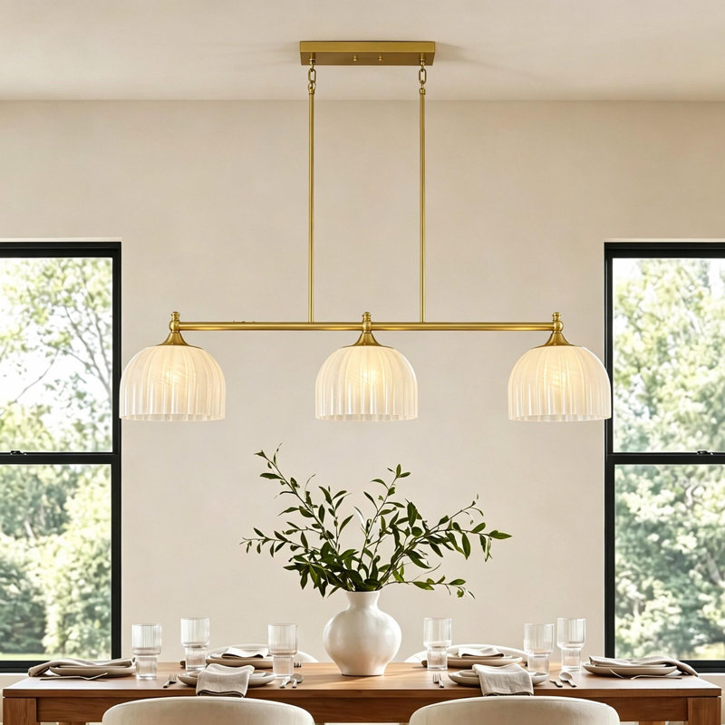 3-Light Dimmable Linear Kitchen Island Pendant Light