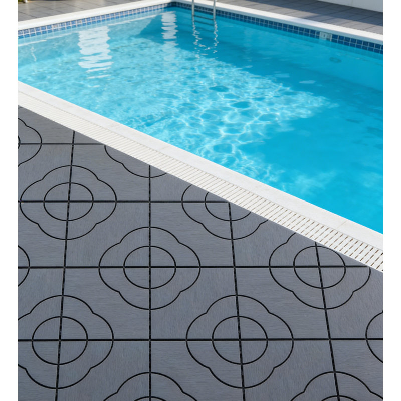 Carreau de terrasse en plastique texturé à motif de fleurs avec 12 bandes de bordure, 4 pièces d'angle et 1 paire de gants (ensemble de 44) L 12 po x l 12 po