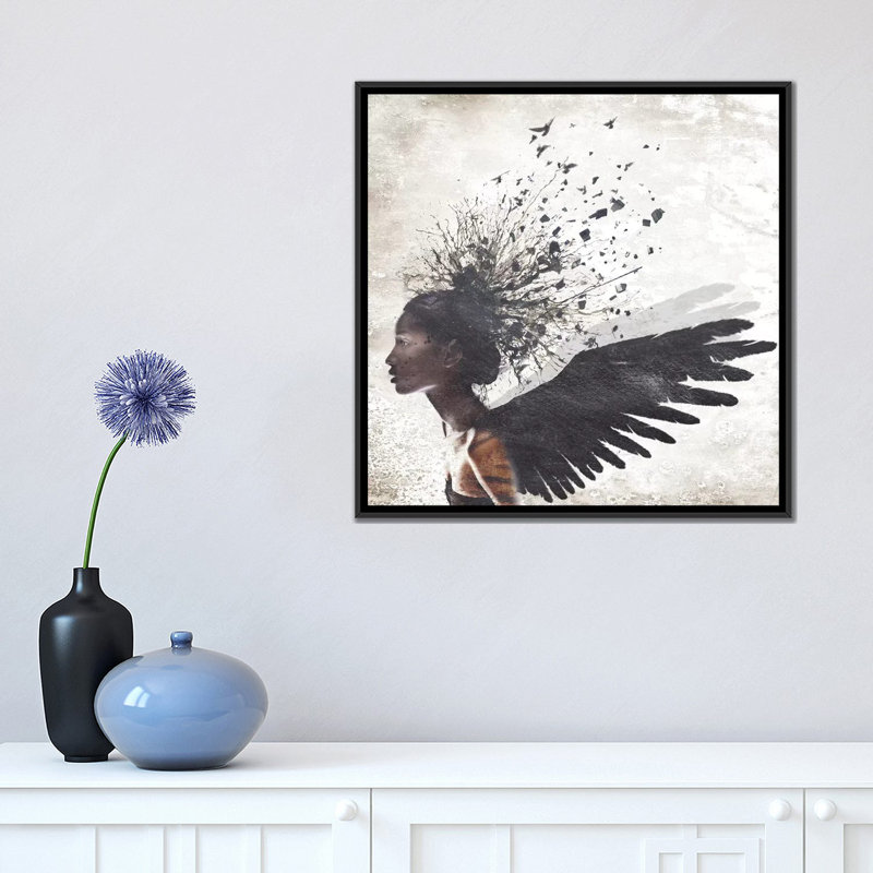 «Face III» par Vin Zzep, impression sur toile tendue, H 18 po x l 18 po x P 1,5 po, Toile avec cadre noir, Pas de tapis