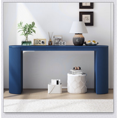 Curved Design Console Table With Unique Vertical Stripe Design, Perfect For Modern And Stylish Home Decor