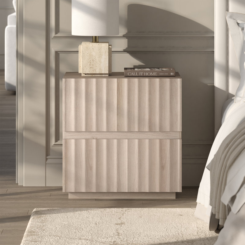 Jaylen 24" Wide Rectangular Fluted Nightstand in Alder White, Alder White