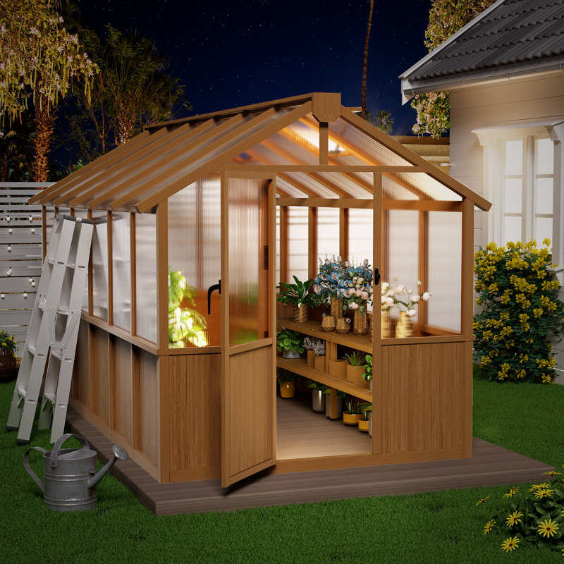 Serre en bois de 6 pi x 12 pi avec panneaux de polycarbonate et évent de ventilation FACYHAWK