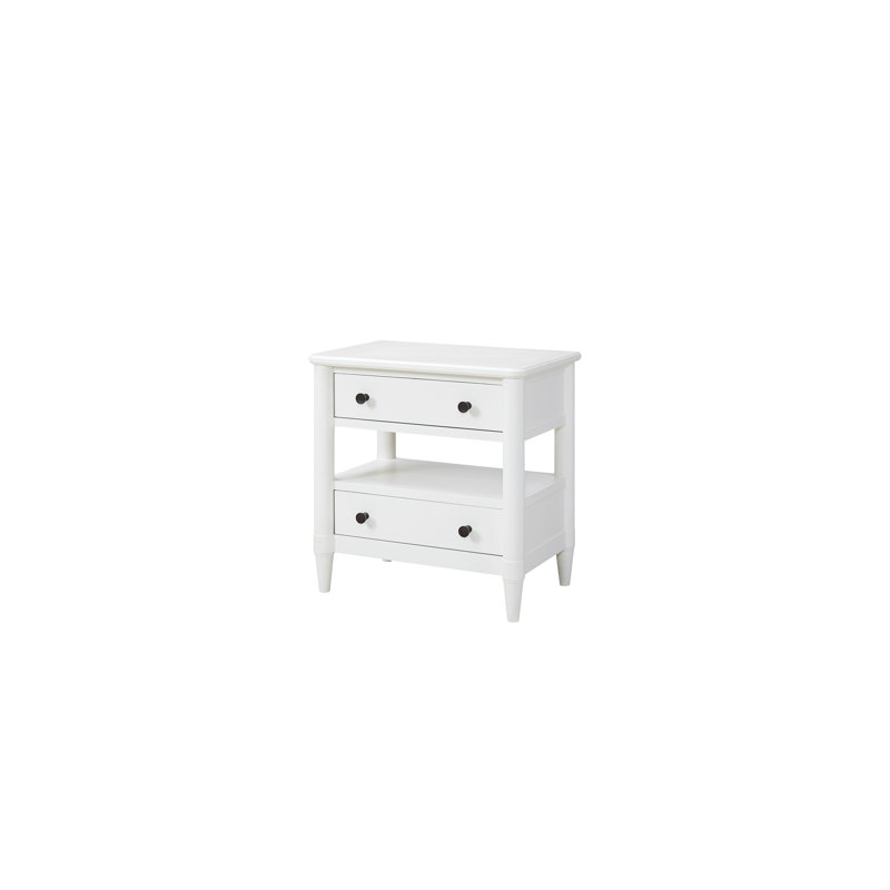 Table de chevet blanche avec 2 tiroirs - Table d'appoint de rangement ouverte | Idée de cadeau
