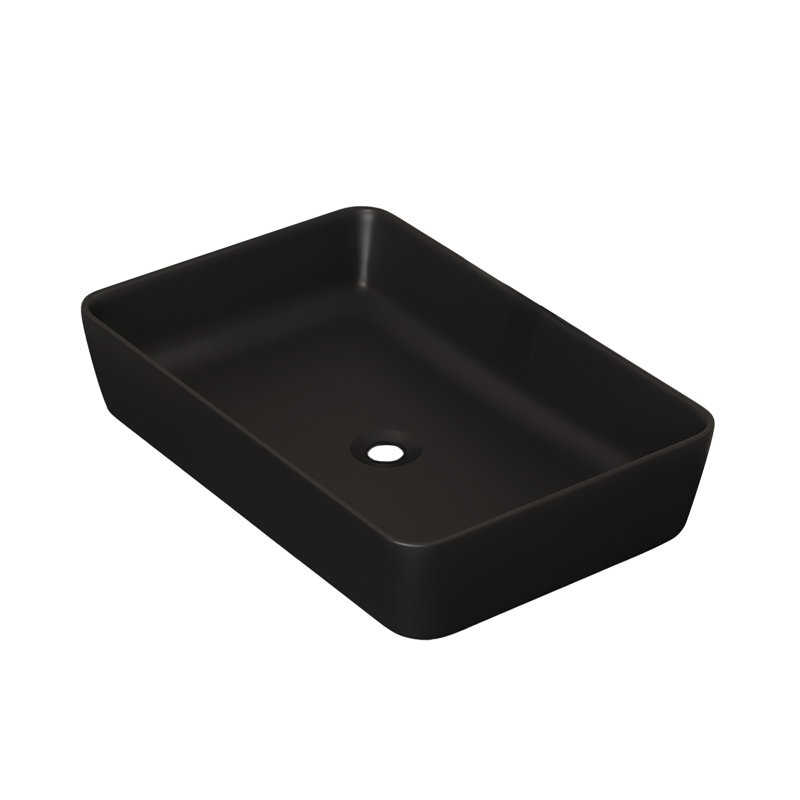 19.7'' Black Rectangle Vessel Bathroom Sink