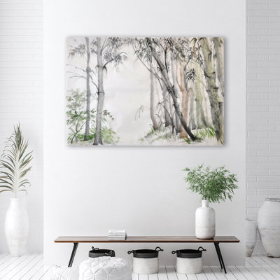 Grey Trees In The Forest - Wrapped Canvas Print