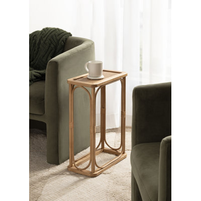 Bonaire Coastal Slim Rectangle Rattan Side Table