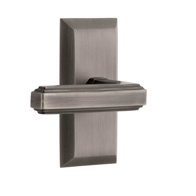 Grandeur Fifth Avenue Short Plate Passage with Carré Lever, 2 3/4", Left Handed, Antique Pewter
