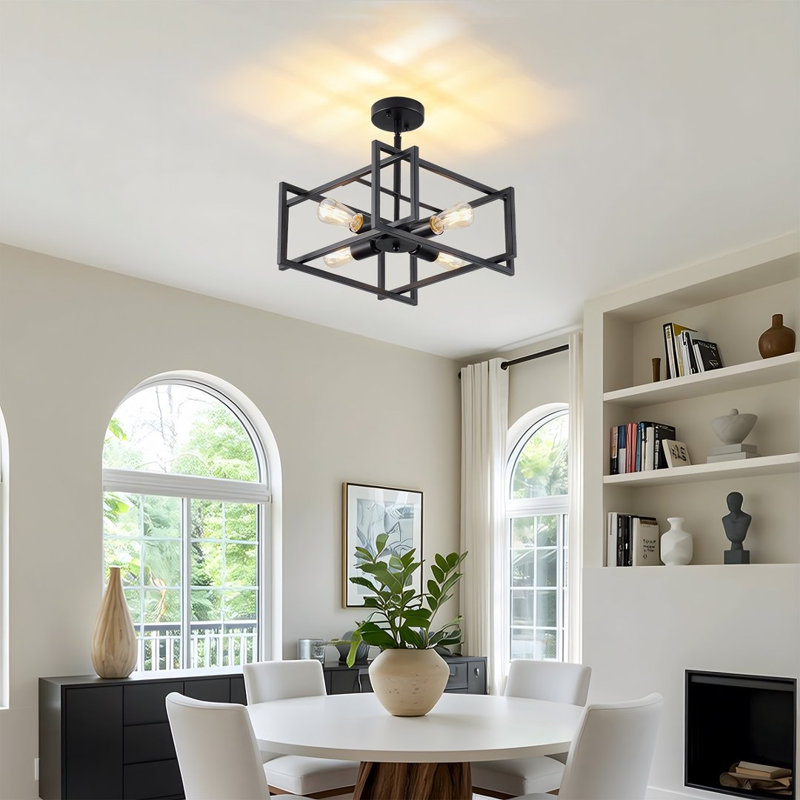 19" 4-Lights Semi Flush Mount Ceiling Light