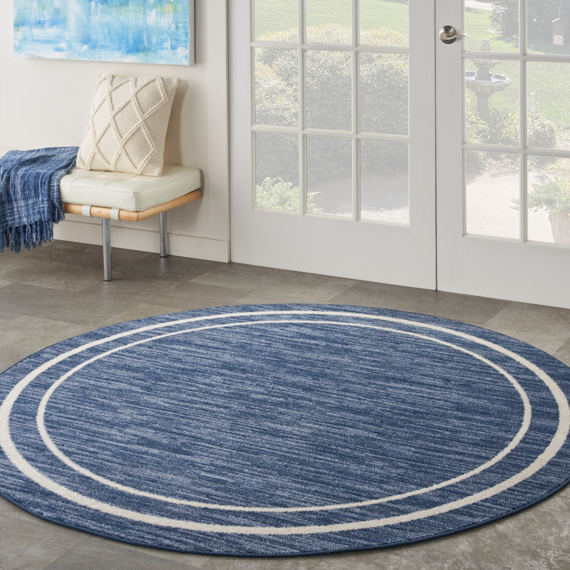Tapis intérieur / extérieur en chenille tissé à la machine Lucretia, Rond 8 pi