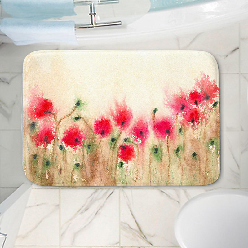 Tapis floral antidérapant Dunellen Field of Poppies, H 1 po x l 34 po x L 21 po